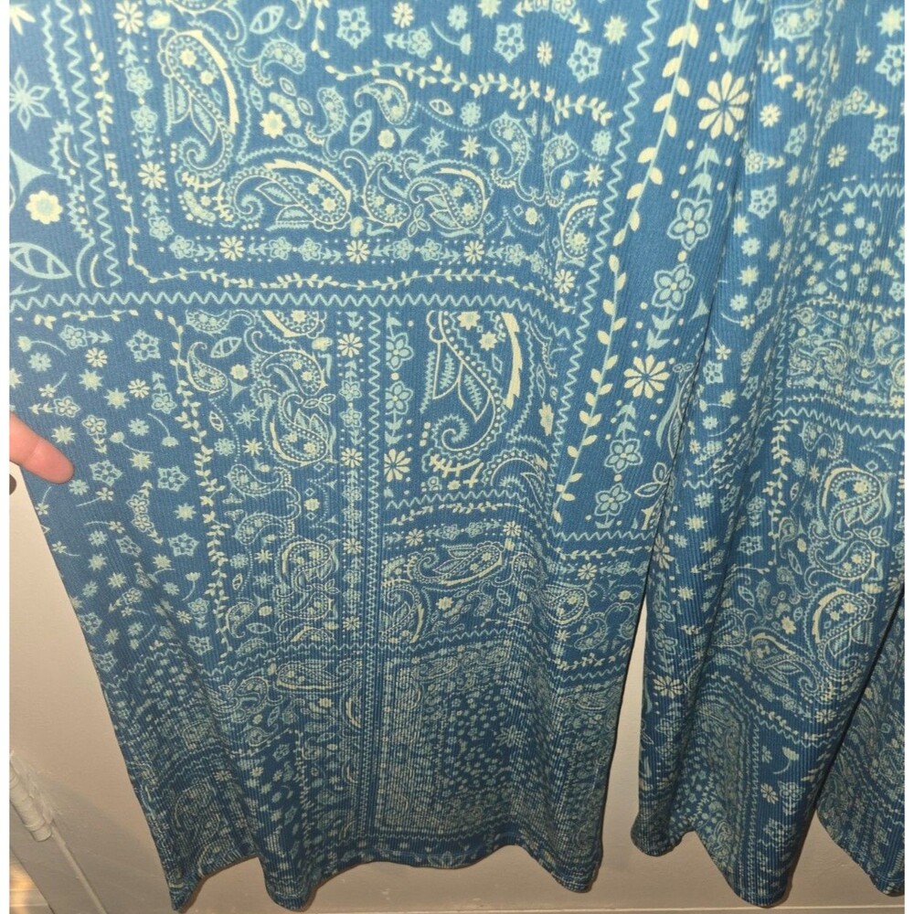LuLaRoe Womens Sz M Blue Paisley Wide Leg Jumpsuit Western Cowboy Rodeo Stretch - Picture 5 of 7